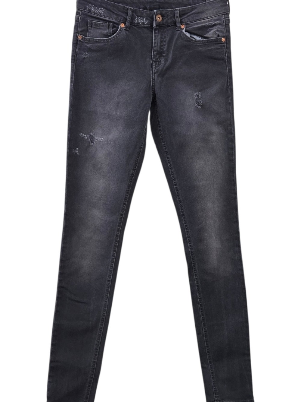 Y2k Slim Fit Black Distressed Skinny Jeans - Women